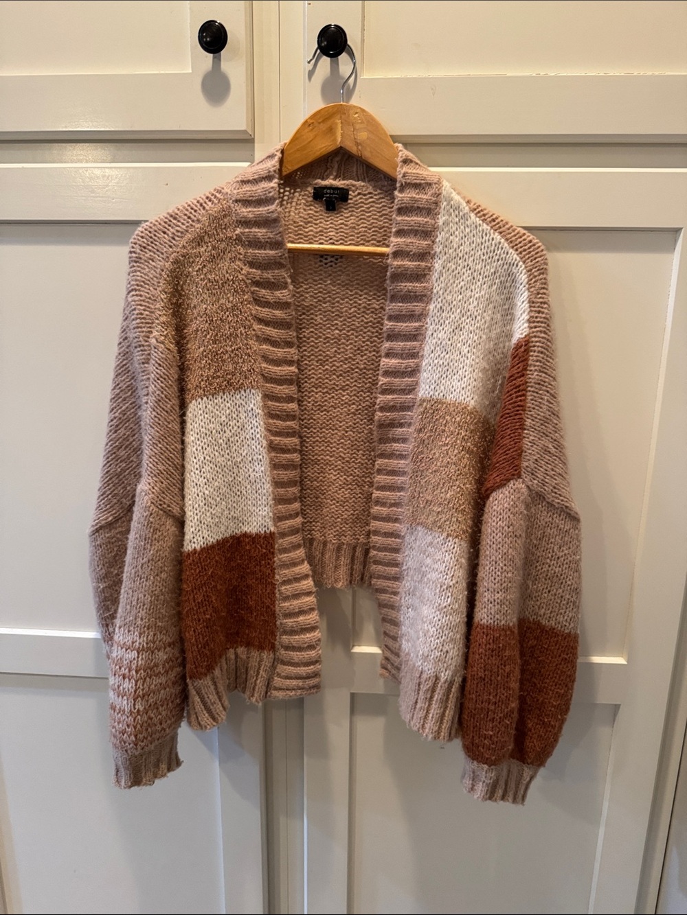 debut Blush, Cream & Rust Striped Open-Front Cardigan